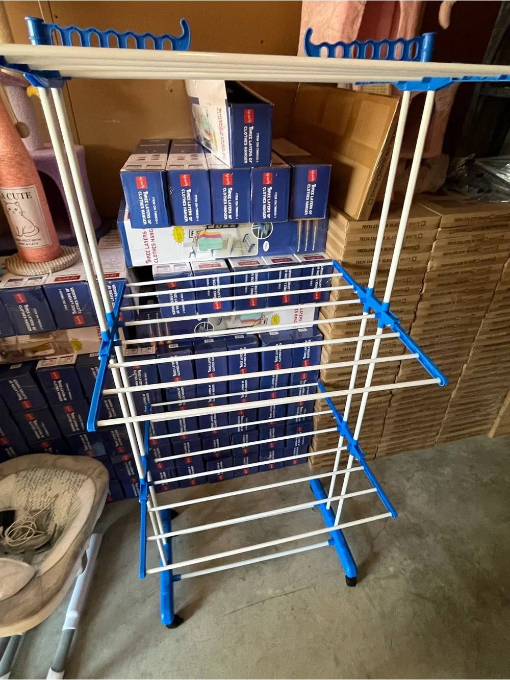 Blue & White Foldable Clothes Drying Rack - Home Storage & Organization